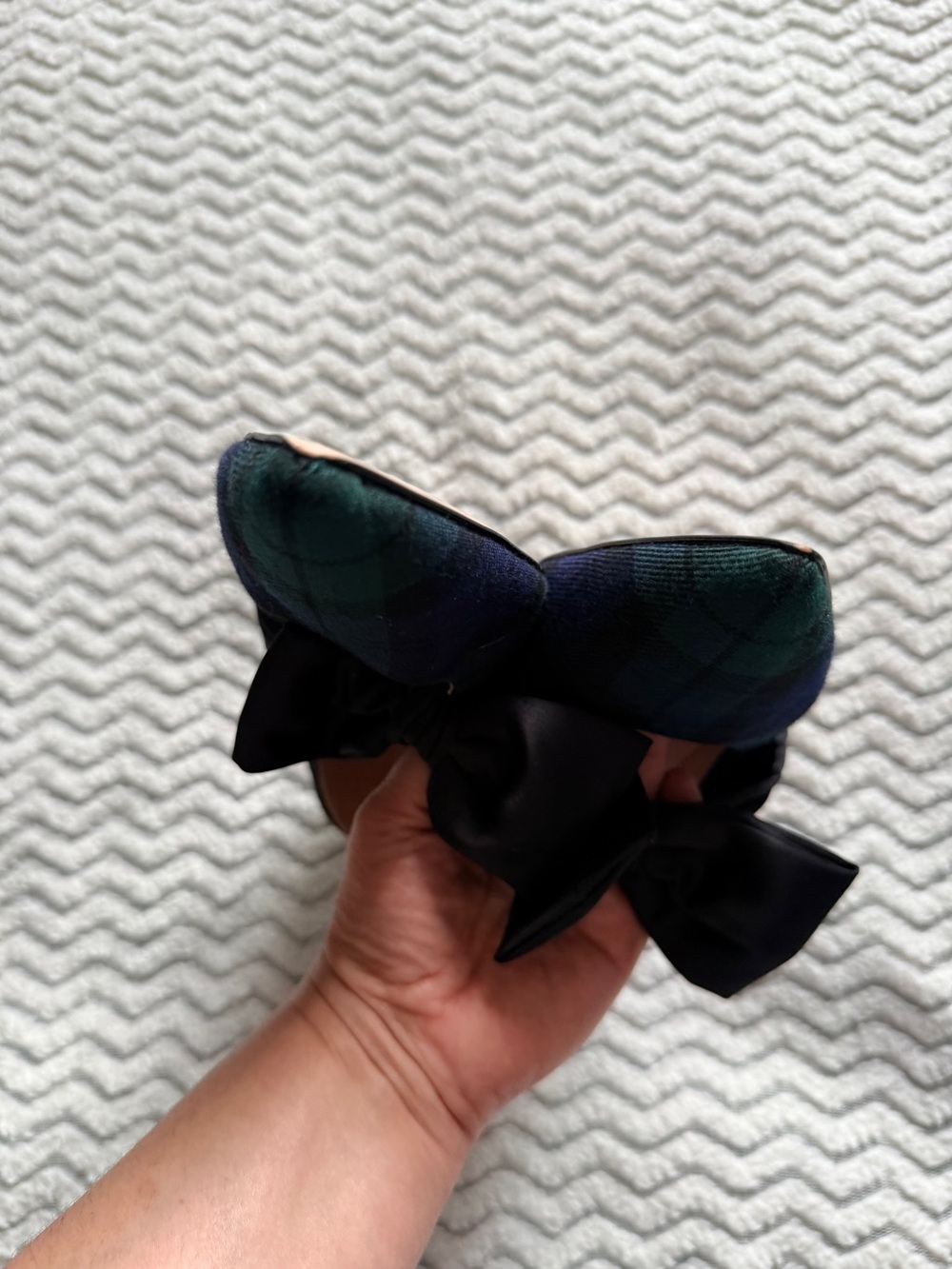 J. Crew Black Bow Plaid Pointed Toe Heels - Picture 8 of 9